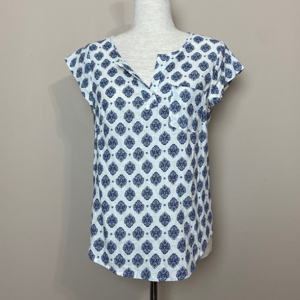 Saint Tropez West Brocade Patterned Linen Blouse